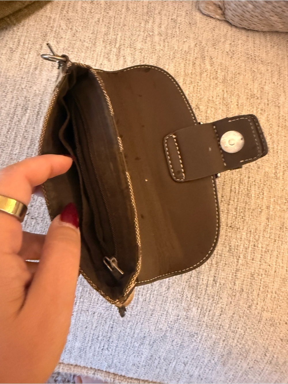 Coach Brown Signature Canvas Wristlet with Dark Brown Leather Trim - Picture 3 of 4